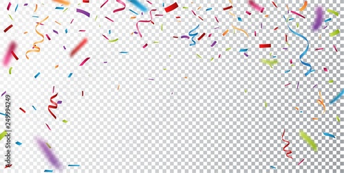 Colorful confetti on transparent background photo