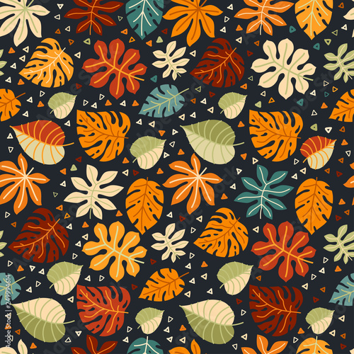 Floral seamless pattern with a fallen leaves.