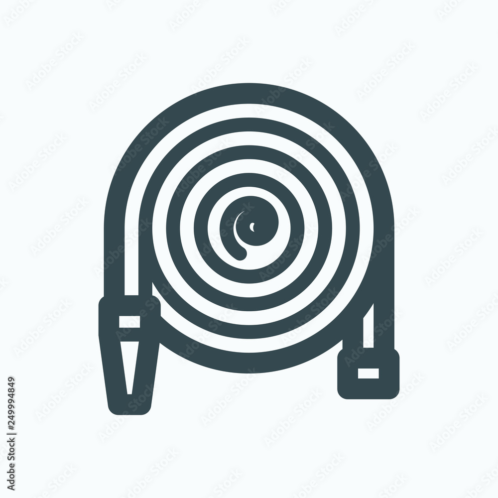 Garden hose icon, gardening hose vector icon
