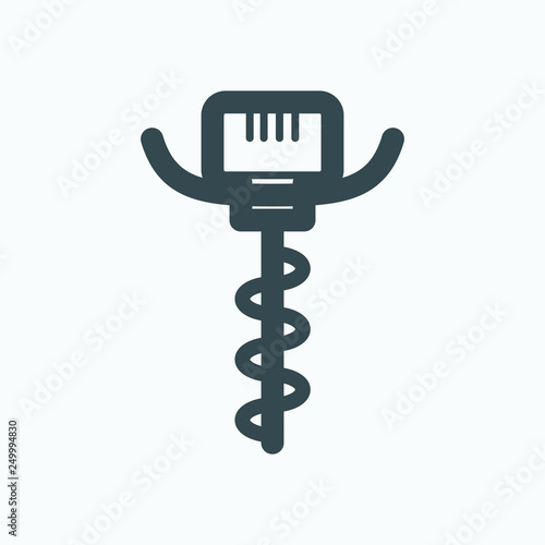 Earth borer icon, earth auger vector icon