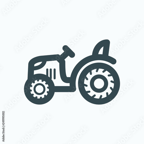 Mini tractor vector icon, wheel mini tractor isolated icon