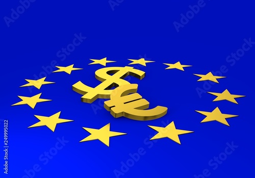 euro and dollars symbol  3d illustration