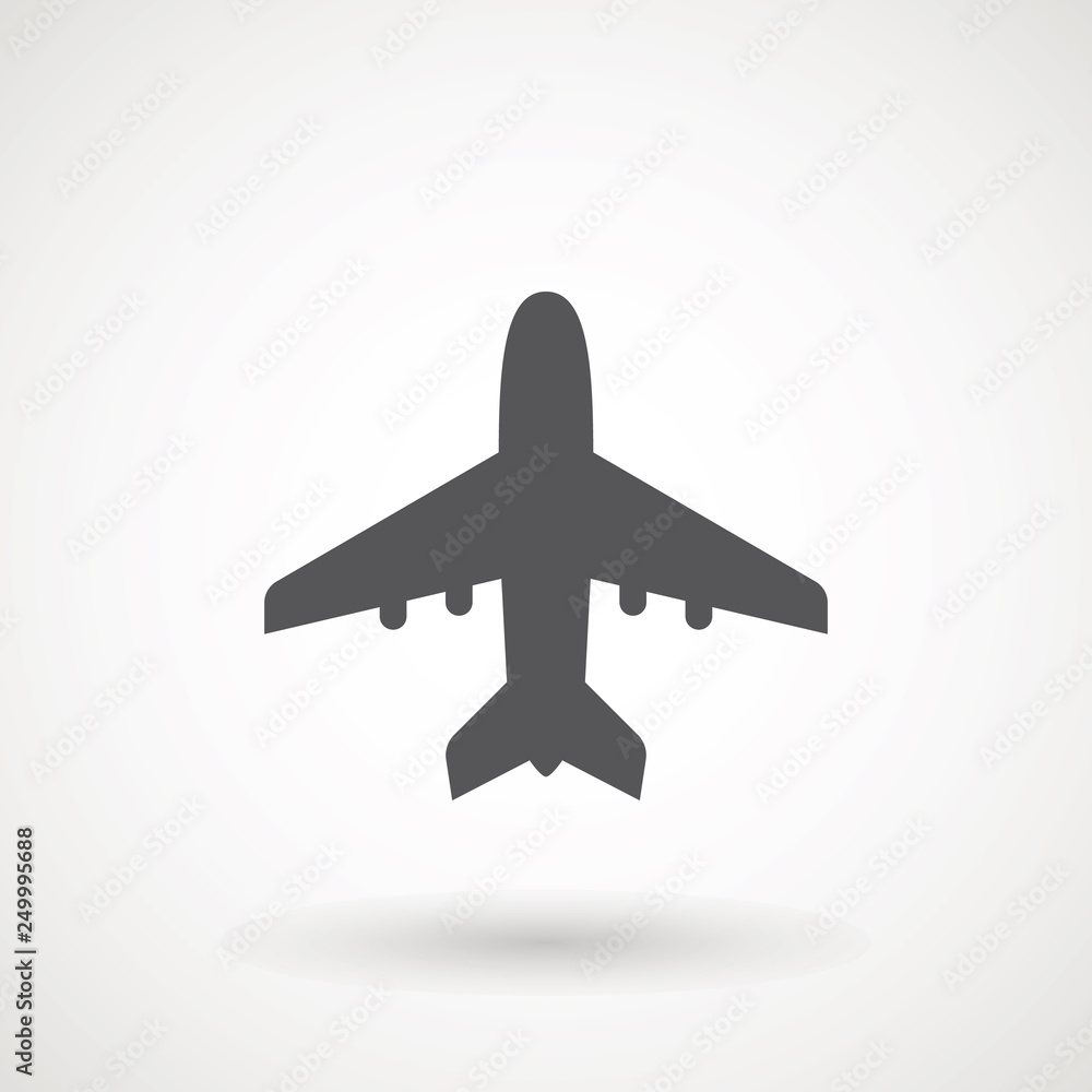 Plane icon. Flight transport symbol, airplane , fly airctaft, Aviation Vacation illustration. Travel icon solid illustration, pictogram isolated on white - Vector