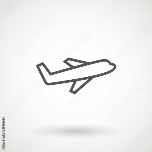 Plane icon. Flight transport symbol, airplane , fly airctaft, Aviation Vacation illustration. Travel icon solid illustration, pictogram isolated on white - Vector