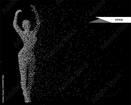 Abstract vector illustration of woman silhouette in the form of dots.