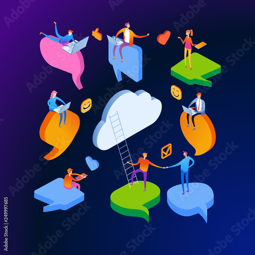 Social networks dialogue concept banner