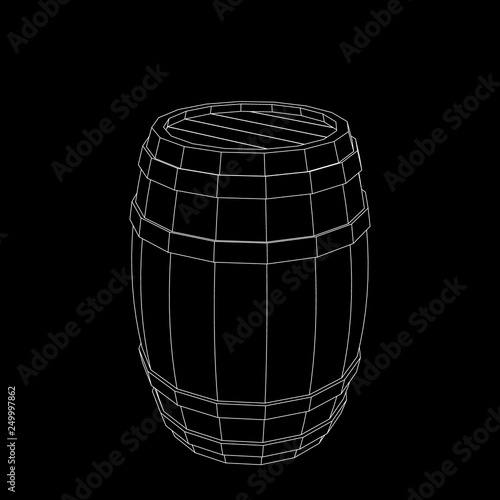 Wooden barrel. Vector outli...