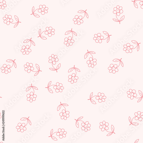 Seamless pattern with Kawaii flowers. Vector.