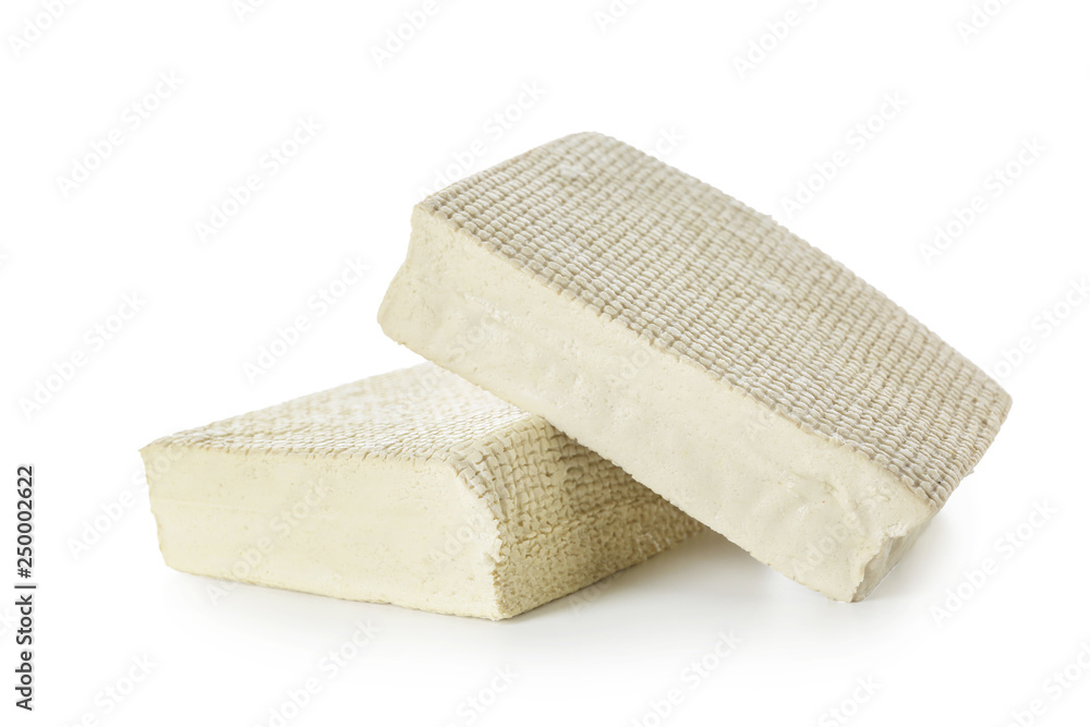 Fototapeta premium Tasty tofu cheese on white background