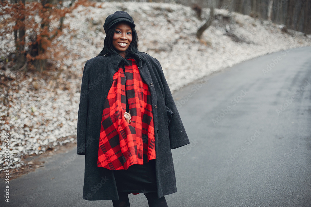 Elegant black girl in a winter park Elegant black girl in a winter park