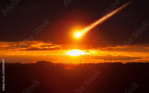 Fototapet Asteroid impact, judgment day, end of world
