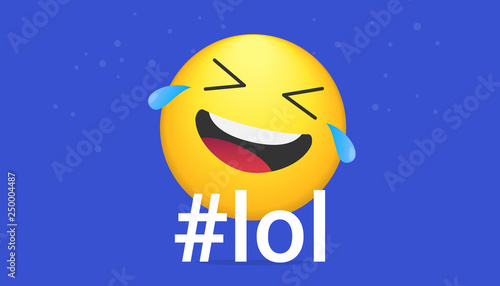 Hashtag smile bright vector concept illustration of smiling emoji icon for chat, messengers and networks