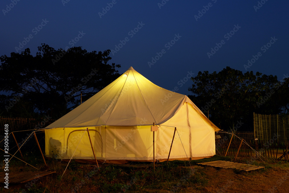 Bell Tents in nature background.
