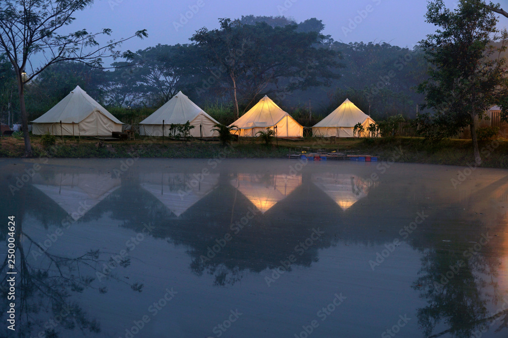 Fototapeta premium Bell Tents in nature background.