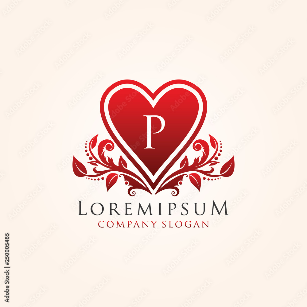 Luxury Heart P Letter Logo Luxury Heart P Letter Logo