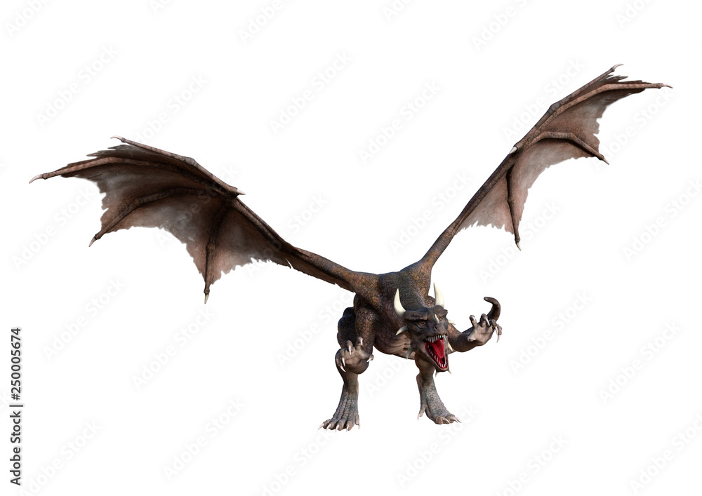 3D Rendering Fairy Tale Dragon on White 3D Rendering Fairy Tale Dragon on White