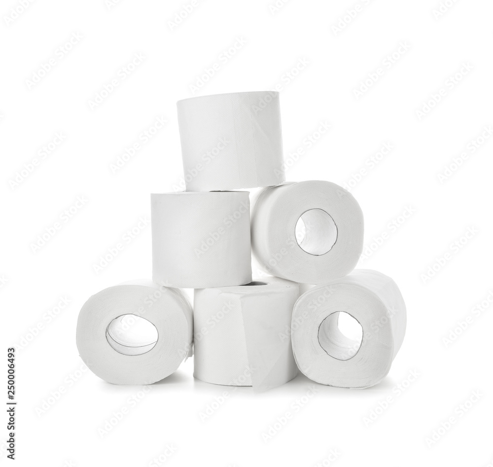 Rolls of toilet paper on white background Rolls of toilet paper on white background