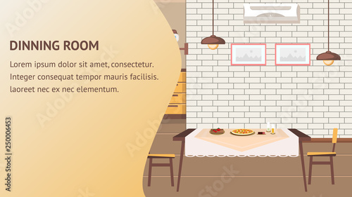 Dining Room Website Vector Banner Template