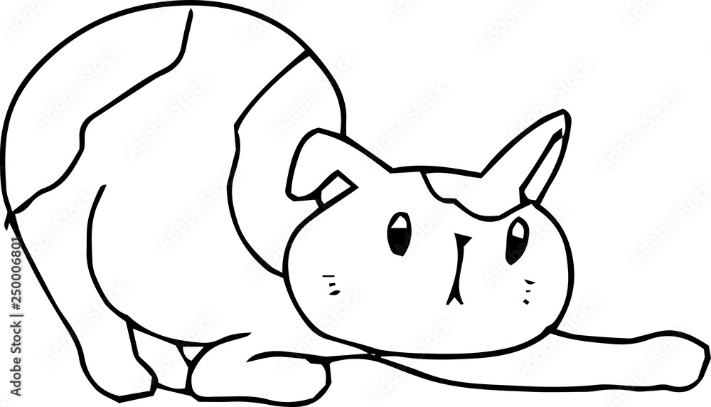 Poor hand-painted cute cat outline illustration Poor hand-painted cute cat outline illustration