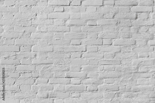 Vintage gray brick wall background, Old brick wall painted on white, Flat background photo texture