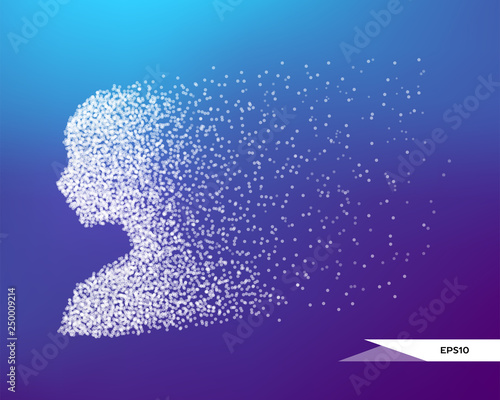 Abstract vector illustration of human bust in the form of dots.