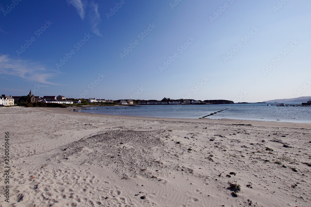 View over the beach in Port Ellen on the Isle of Islay, Scotland