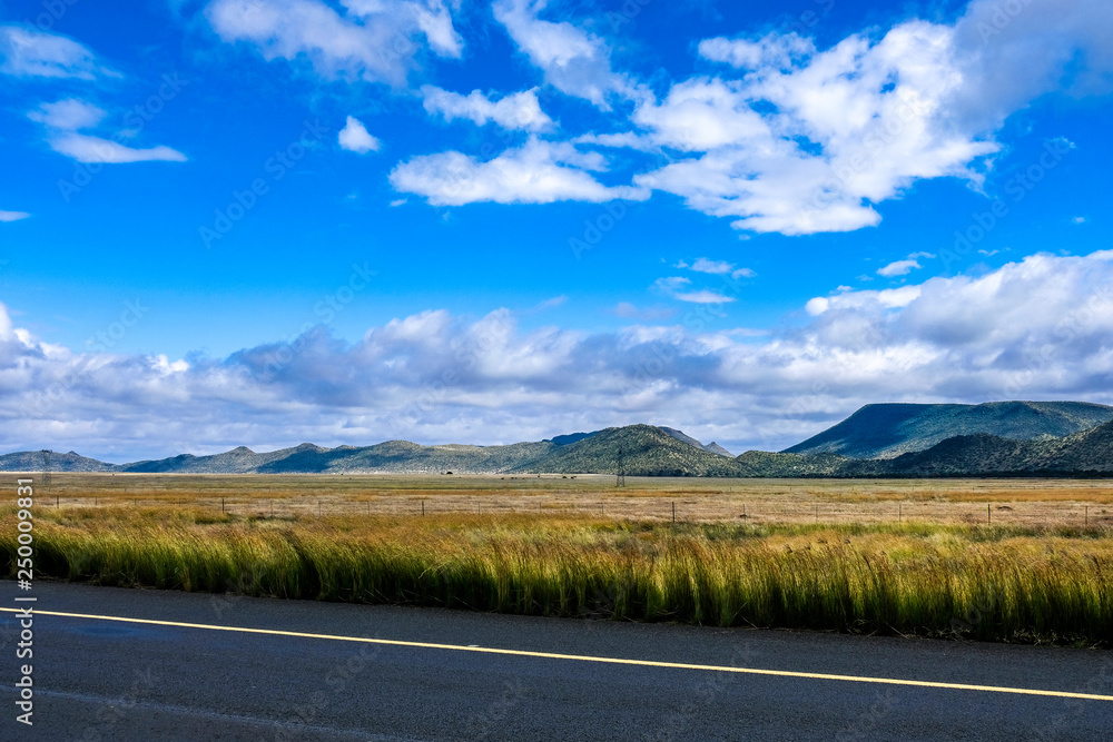 Fototapeta premium A stunning view of the landscape with long grass hills and clouds to look at 