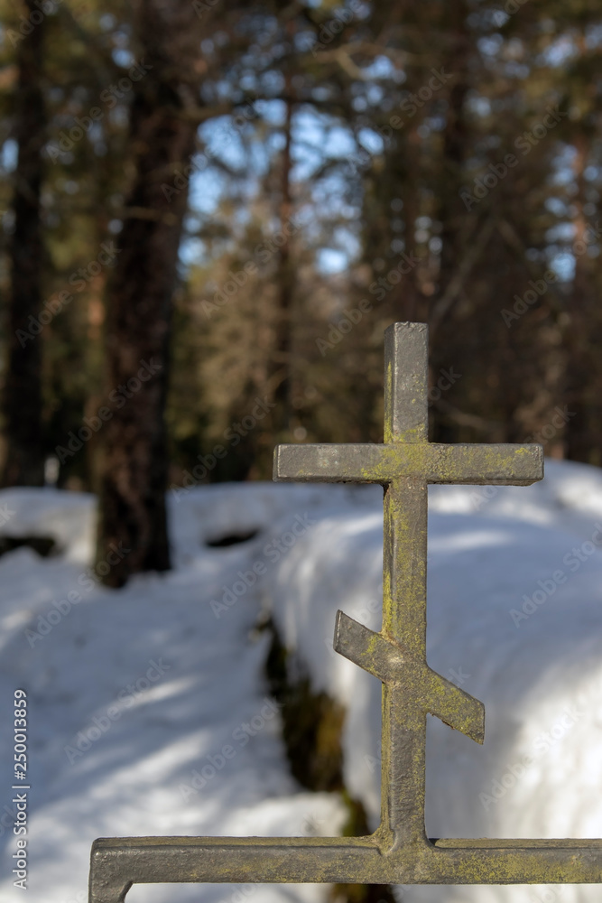 Orthodox cross on a gate, Finland Orthodox cross on a gate, Finland