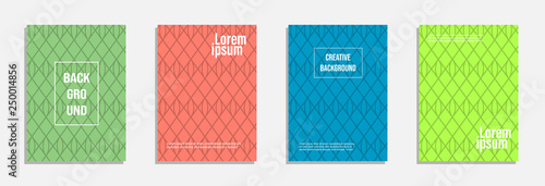 Colorful and modern cover design. Set of geometric pattern background