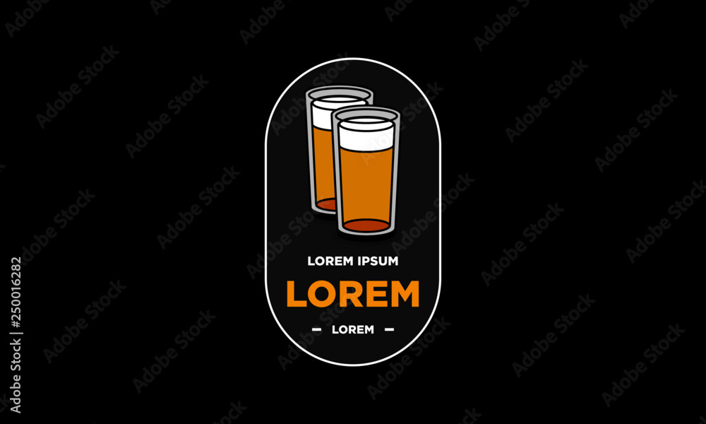 Beer Glass Logo Sticker Badge Design Beer Glass Logo Sticker Badge Design