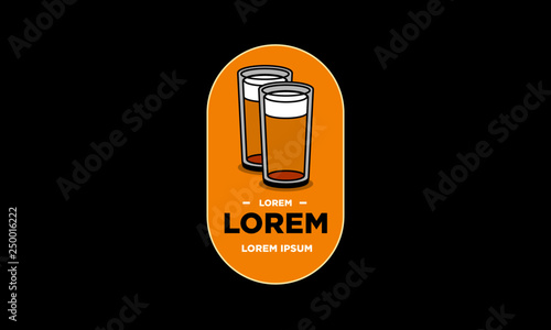 Beer Glass Logo Sticker Badge Design