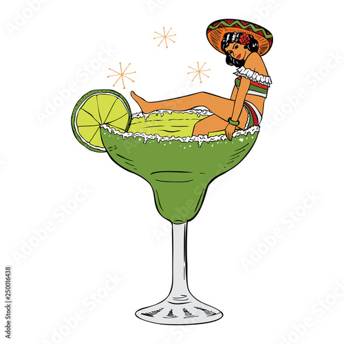 A Mexican girl in a margarita cocktail