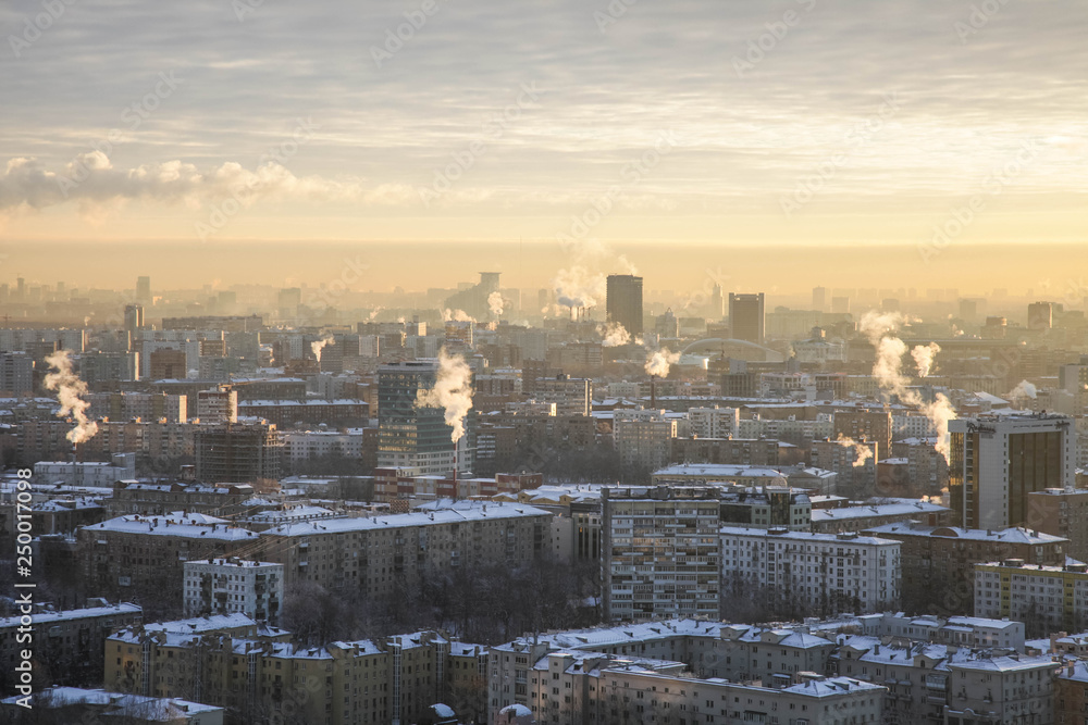 Moscow city winter panoramic views 