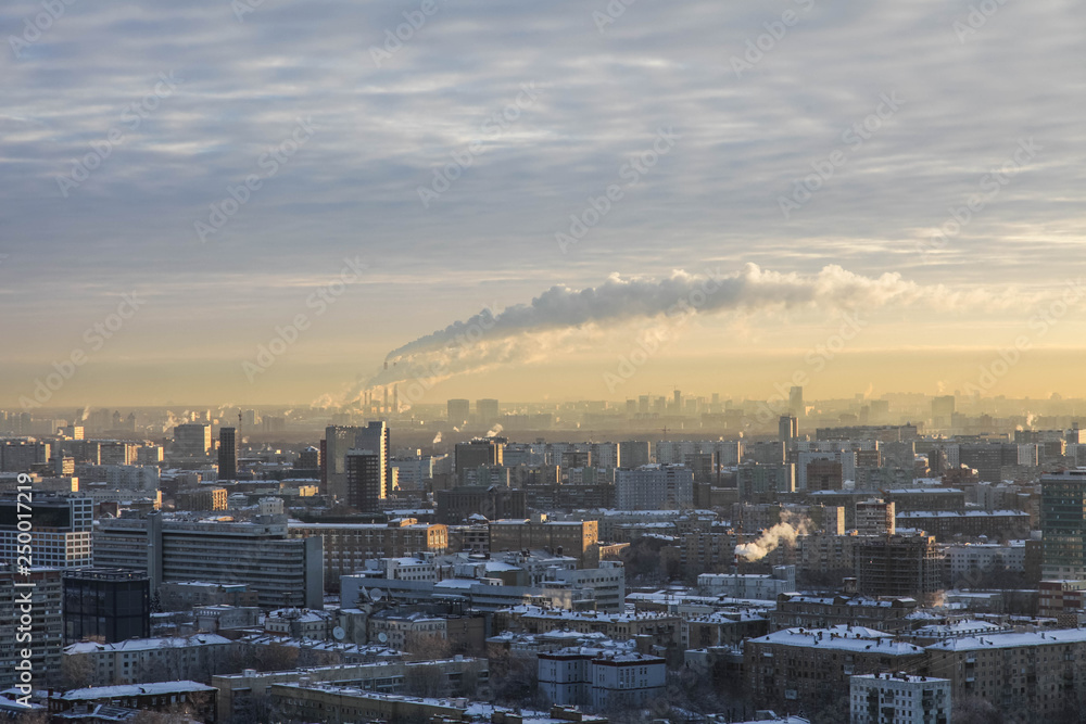 Moscow city winter panoramic views 
