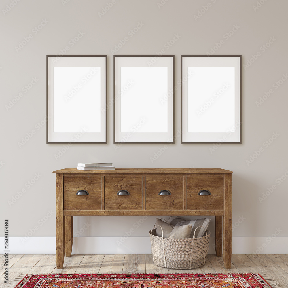 Fototapeta premium Interior and frame mockup.3d rendering.