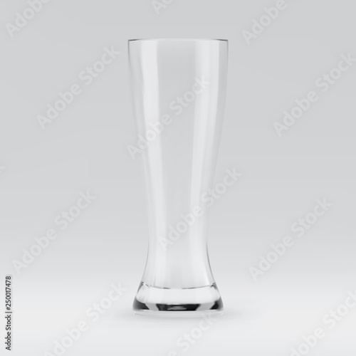 Empty transparent 3D rendered beer glass for drinking alcohol beverage