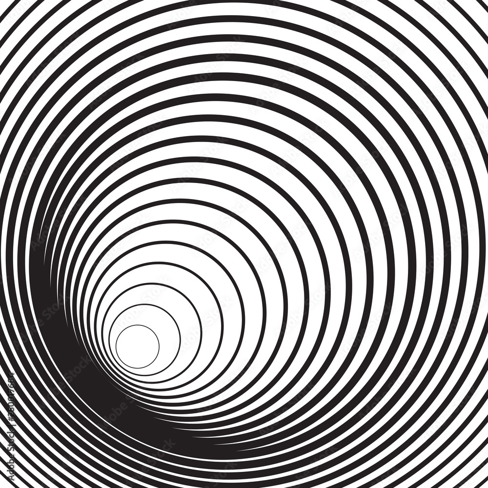 Black and white concentric line circle background or ripple effect