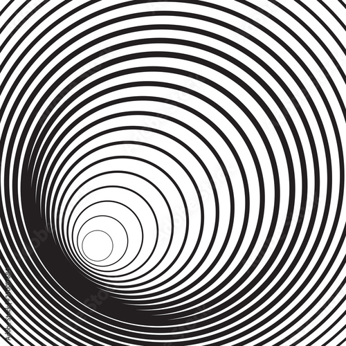 Black and white concentric line circle background or ripple effect