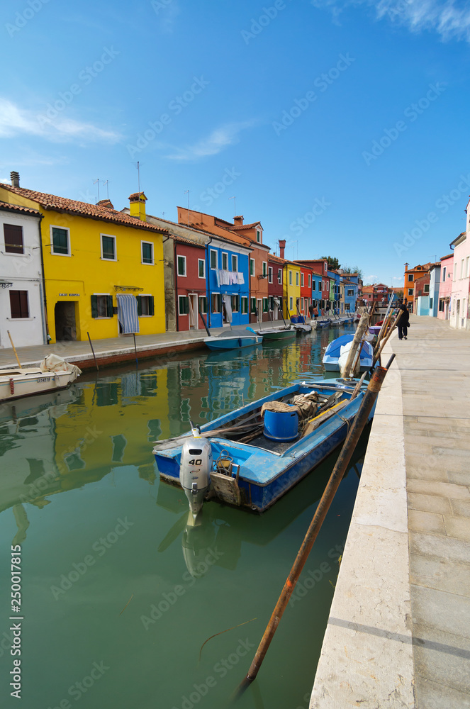 Painted houses near a canal in Burano