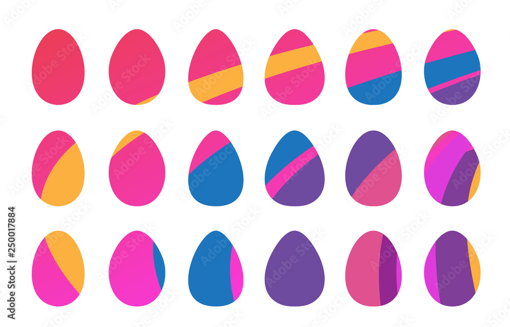 Eggs icons set for happy Easter greeting card design