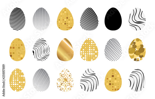 Eggs icons set for happy Easter greeting card design