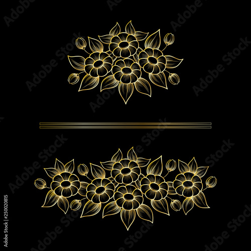 Daisy gold outline bouquetes photo
