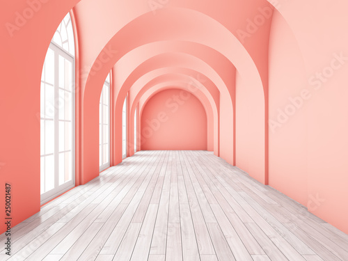 Architectural design of corridor in coral style