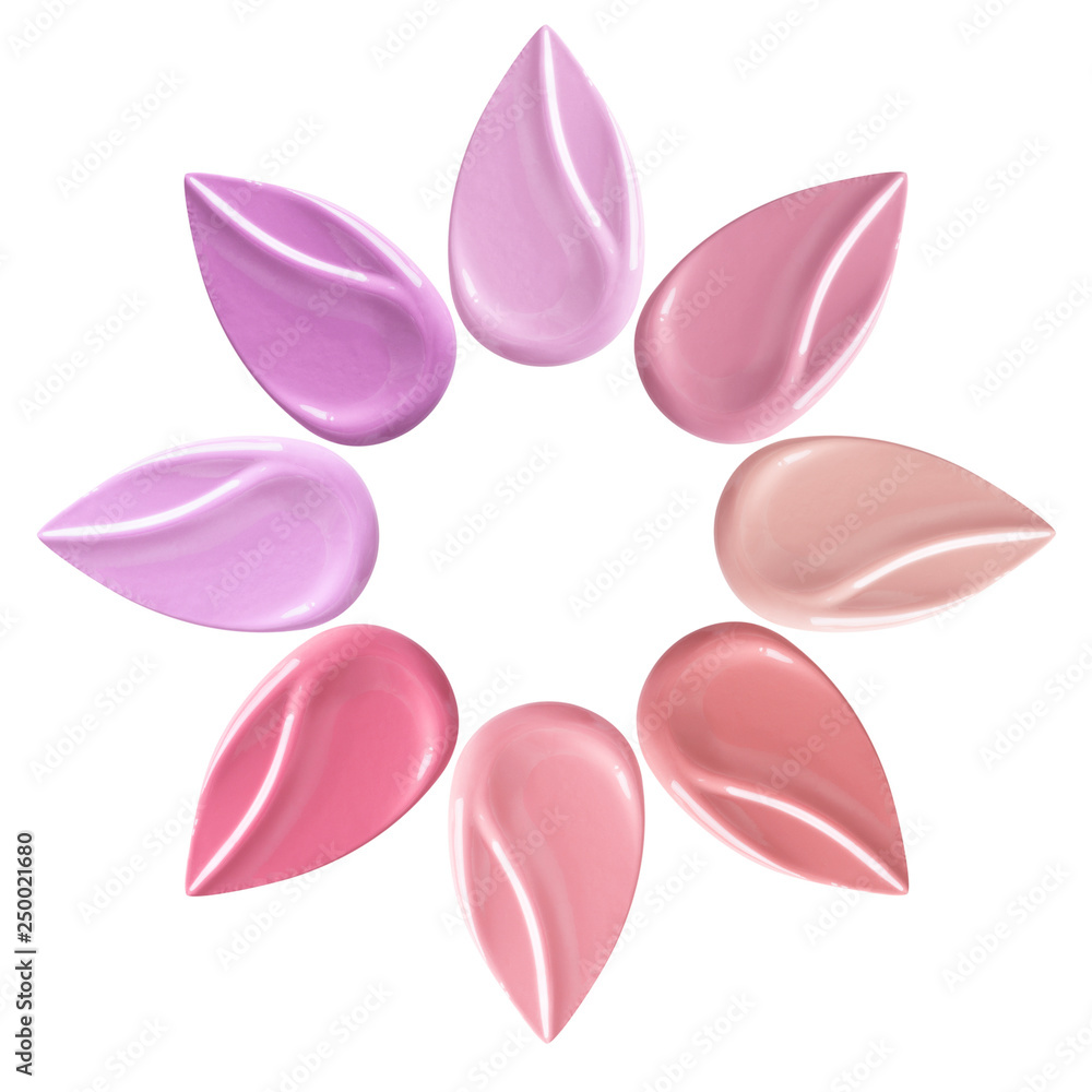 Smears of lipstick. Conceptual flower from lipstick smears. Isolated on white background Smears of lipstick. Conceptual flower from lipstick smears. Isolated on white background