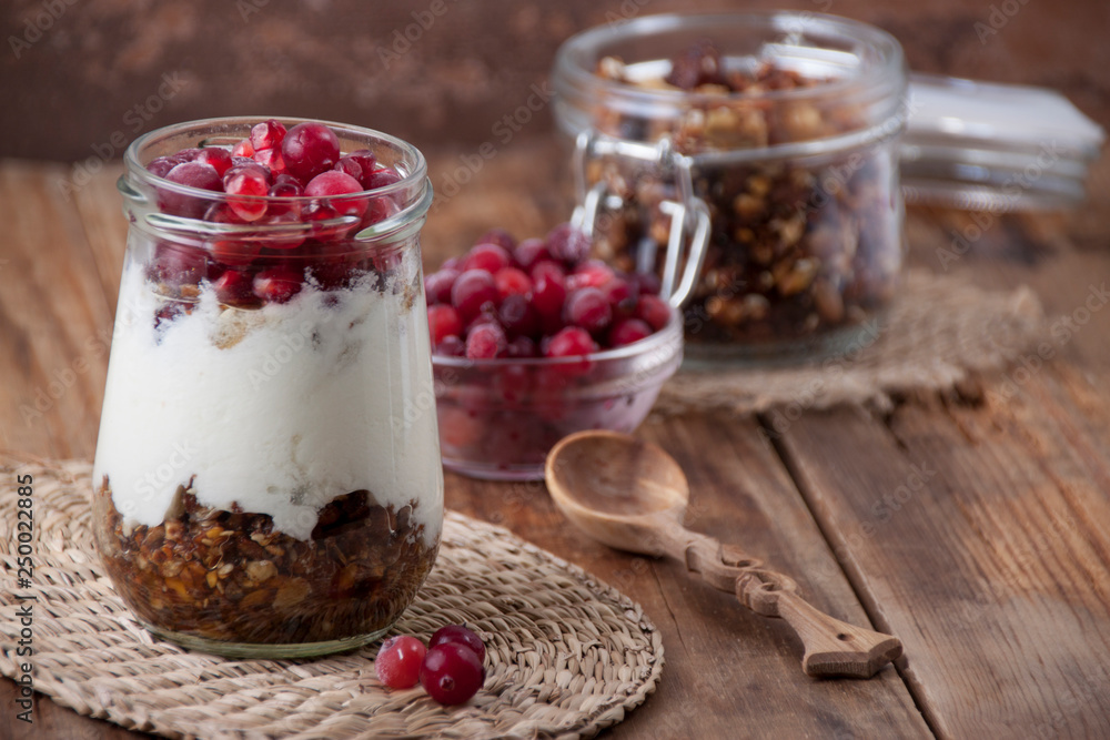 Homemade granola with yogurt and berries Homemade granola with yogurt and berries