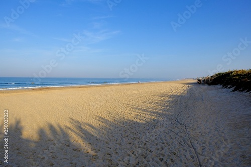 landscape of beautiful sandy great Beach near Chipiona town  Cadiz  Andalusia  Spain