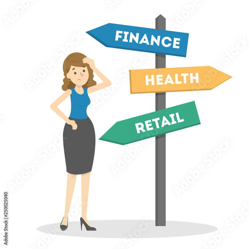 Making difficult choice after graduation. Person stand