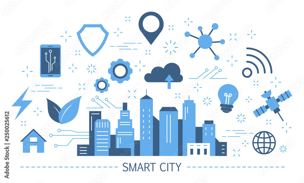 Smart city concept. Idea of global internet
