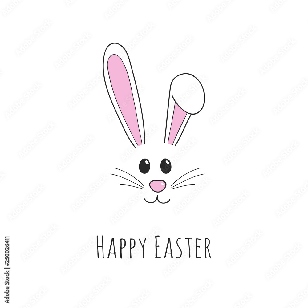 Cute Easter bunny with wishes - Happy Easter. Vector Cute Easter bunny with wishes - Happy Easter. Vector
