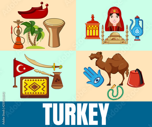 Turkey concept banner. Cartoon banner of turkey vector concept for web, giftcard and postcard